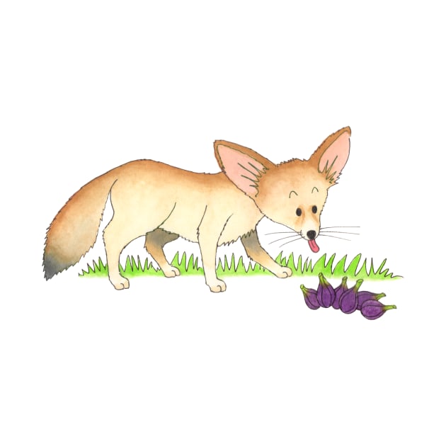 F is for Fennec Fox by thewatercolorwood