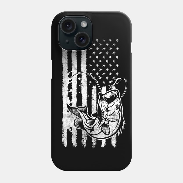 American Flag Fishing Bass Fish Gift For Fisherman Phone Case by HCMGift