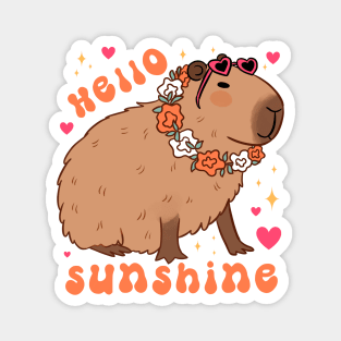 Hello sunshine a cute capybara ready for summer vacation Magnet