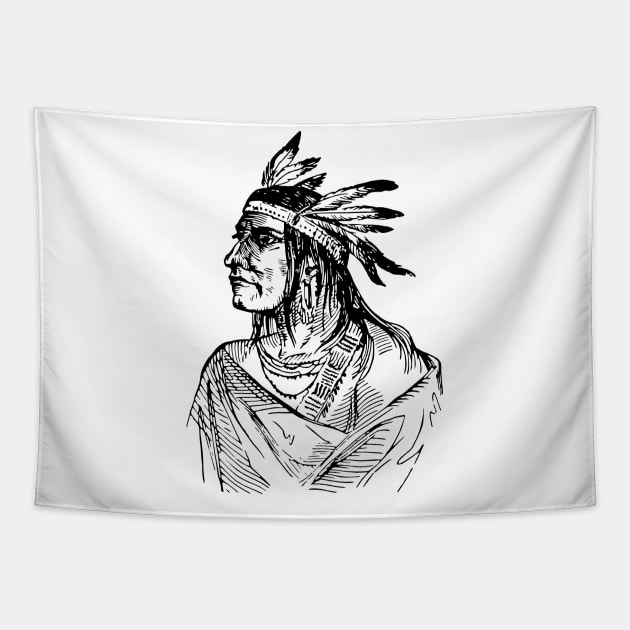 Indian chief Tapestry by D's Tee's