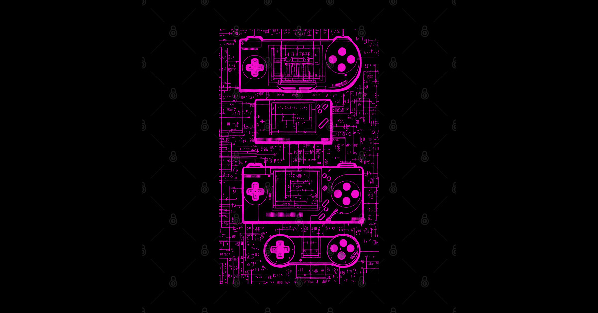 Neon Pink Handheld Gaming Controller Da Vinci Blueprint - Gaming ...
