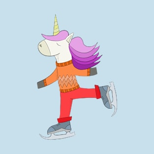 Unicorn skating in winter T-Shirt