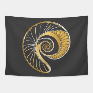 Fibonacci spiral seasheel geometric design for fibonacci day Tapestry