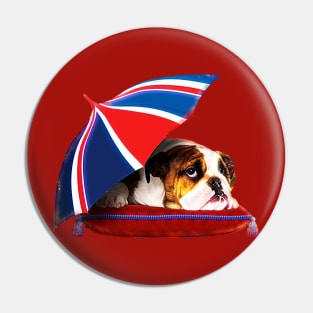 English Bulldog Puppy with umbrella Pin