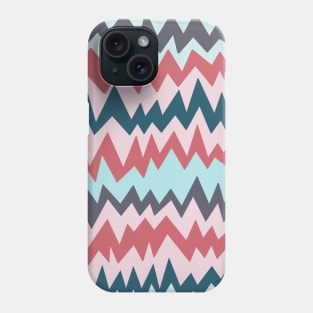 Modern minimalist zigzag in teal, navy blue and berry pink Phone Case