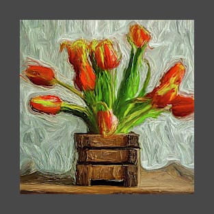 Abstract Tulips in wood base T-Shirt