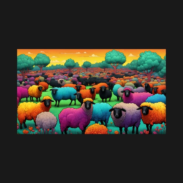 Rainbow Sheep Pop Art by LM Designs by DS