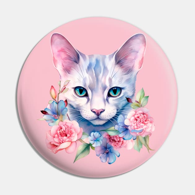 Watercolor romantic cat in flowers Pin by ananastya