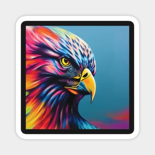 Hawk in Rainbow Colours | Majestic Bird of Prey Magnet