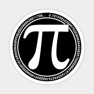 Round Pi symbol White on Black mod long Pi Greek Magnet