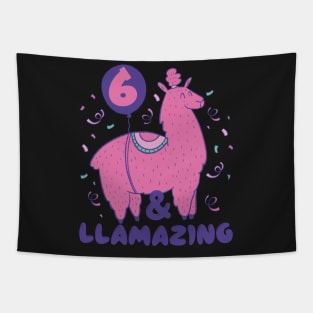 Llamazing 6th Birthday 6 Years Old Llama Girls Kids Gift design Tapestry