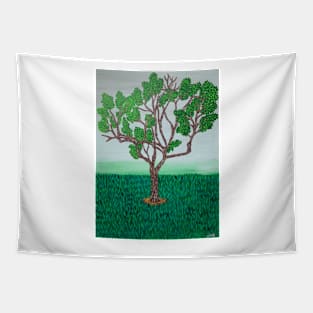 Tree In Fog Tapestry