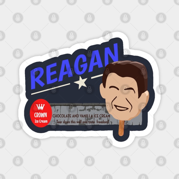 Crown Ice Cream Ad: Ronald Reagan Chocolate and Vanilla Ice Cream Magnet by Slabafinety
