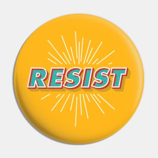 "Resist" Polkadot Sunburst Typography Pin