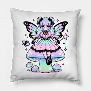 Pastel Goth Fairy Emo Girl Chibi Kawaii Holographic Cute Pillow