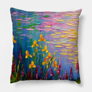 Flowers by the pond Pillow