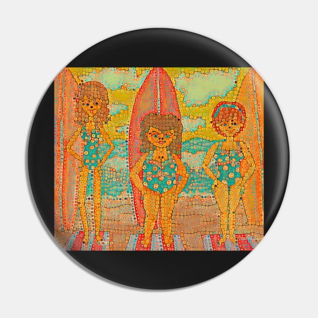 Surf Betties in Mosaic Abstract Print Pin by LuvbuzzArt