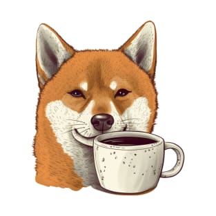 Shiba Inu dog with coffee T-Shirt