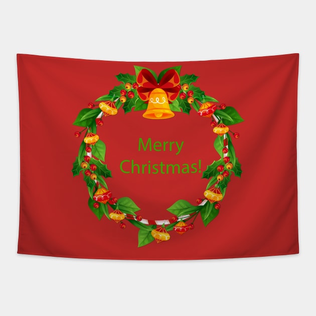 Merry Christmas Ring Tapestry by Mako Design 