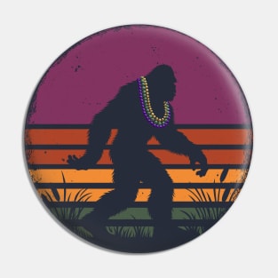 Bigfoot Sasquatch Mardi Gras Beads Happy Fat Tuesday Festival Vintage Pin
