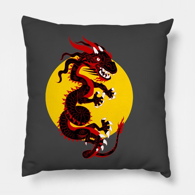 Black Dragon Pillow by cartoonasaurus