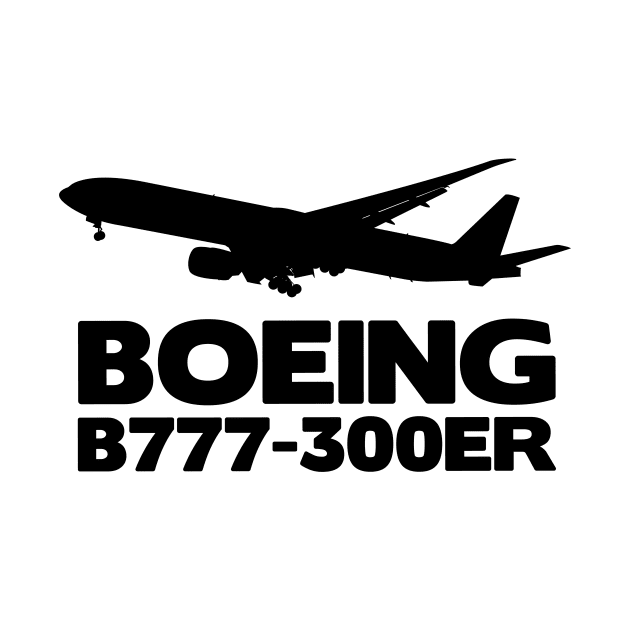 Boeing B777-300ER Silhouette Print (Black) by TheArtofFlying