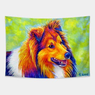 Colorful Rainbow Shetland Sheepdog Tapestry