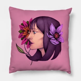 Floral Beautiful Girl Pillow