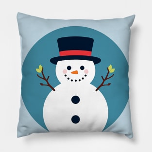 Christmas Snowman with Leafy Branches Pillow