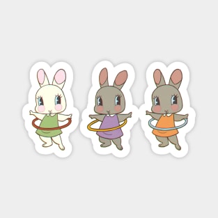 Hula Hooping Bunny Friends Magnet