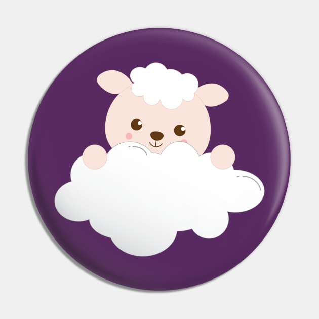 Cute Lamb on a Cloud Pin by Zennic Designs