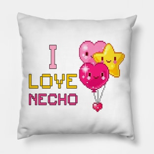 I Love Necho Pink 8 Bit Heart And Yellow Star Pillow