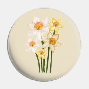 Hand drawn daffodil Pin