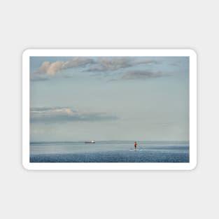 Paddleboarder and shipping traffic at Whiting Bay, Isle of Arran Magnet