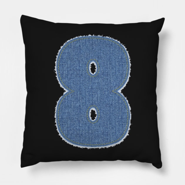 Number Eight Blue Denim Pillow by jngraphs