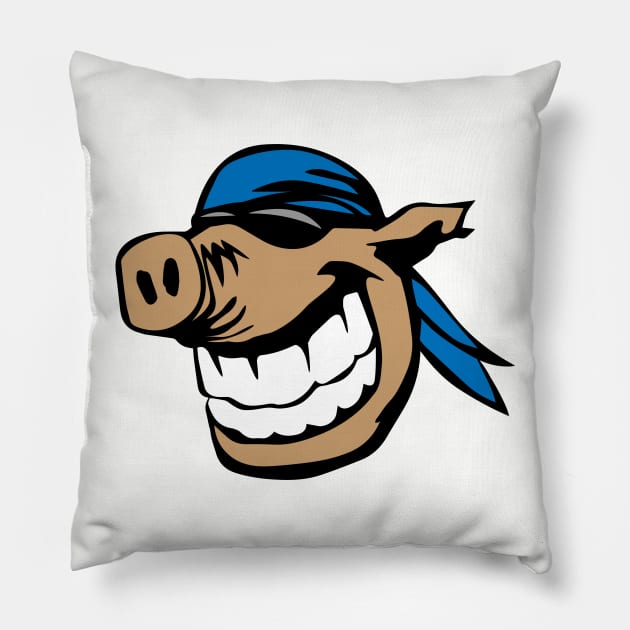 Biker Hog Head Pillow by hobrath