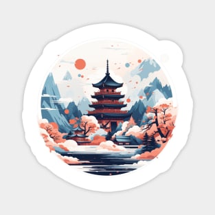 Japanese mountain temple Magnet