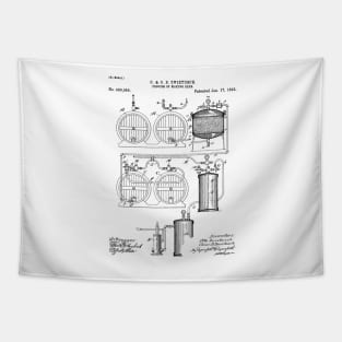 Brewery Patent - Beer Art - Black And White Tapestry