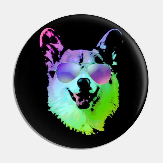 Cool Corgi With Sunglasses Pin by Nerd_art