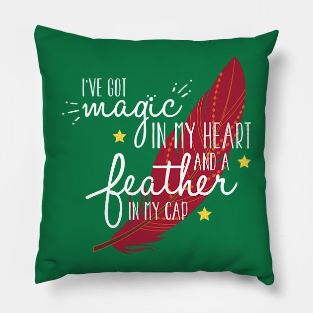 Feather in my Cap (for dark fabrics) Pillow by 5571 designs