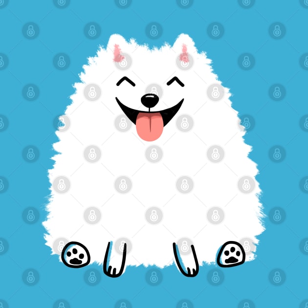 Cute White Pomeranian Cartoon Dog by Coffee Squirrel