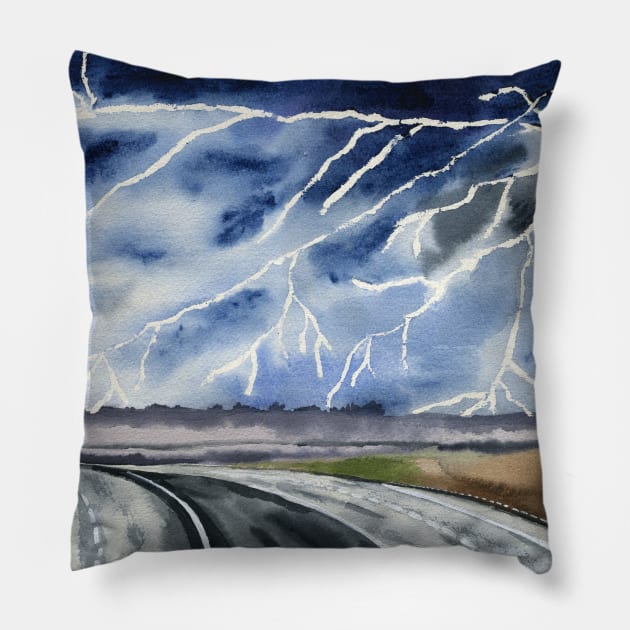 Thunderstorm en route Pillow by Irina_Reznikova