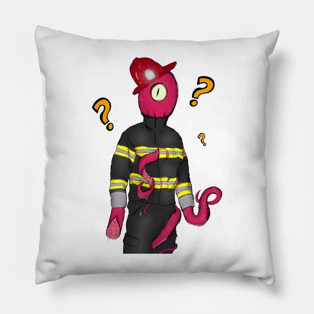 Firefighter Octopus? - Stranger Halloween Cartoon - Not Hamlet Design Pillow by NotHamlet