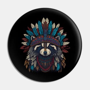 Native American raccoon Pin