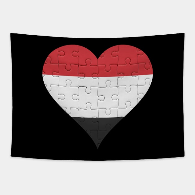 Yemeni Jigsaw Puzzle Heart Design - Gift for Yemeni With Yemen Roots Tapestry by Country Flags