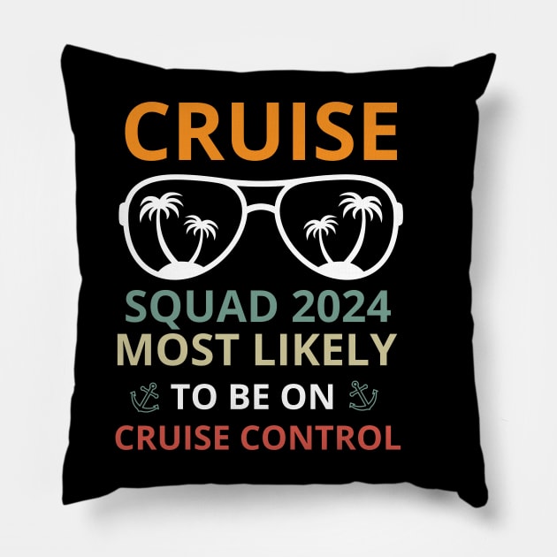 On Cruise Control Squad family vacation cruise Ship travel Pillow by Emouran