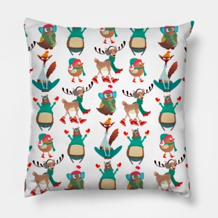 Christmas Woodland Animal Pattern Pillow