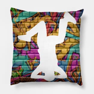 Break Dancer on Graffiti Background 8 Pillow