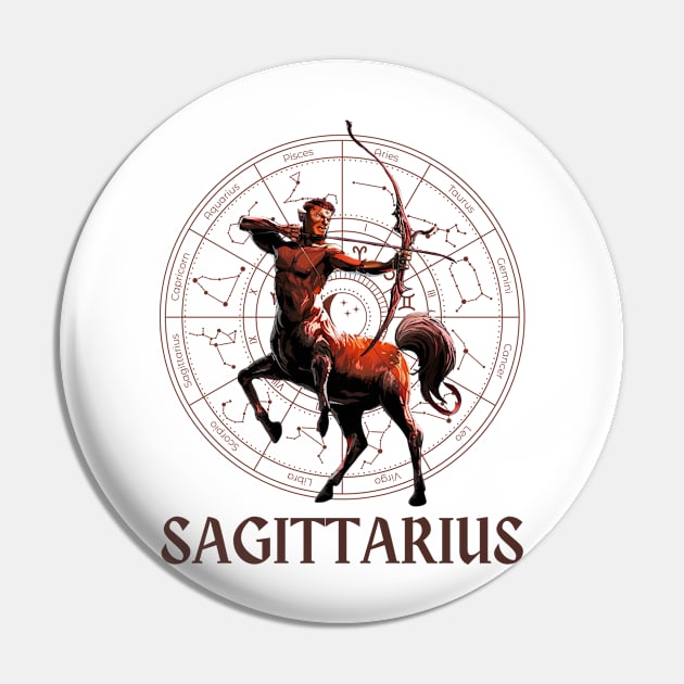 Sagittarius Zodiac Sign Pin by DeanWardDesigns
