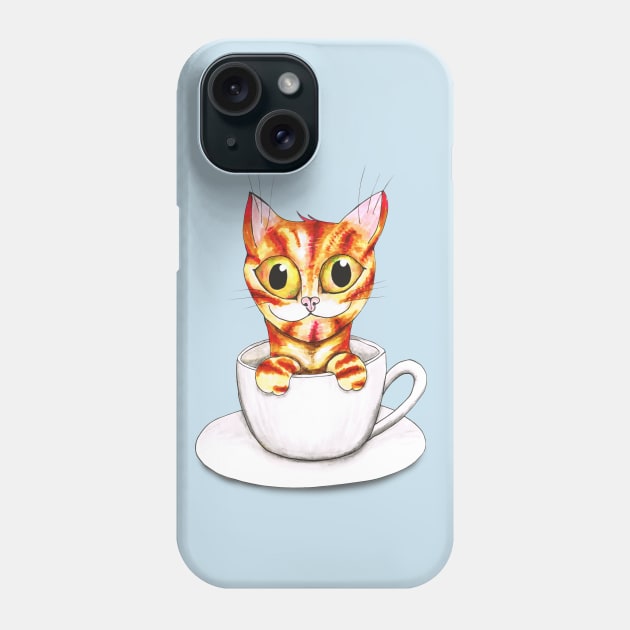 Striped coffee cat Phone Case by Bwiselizzy